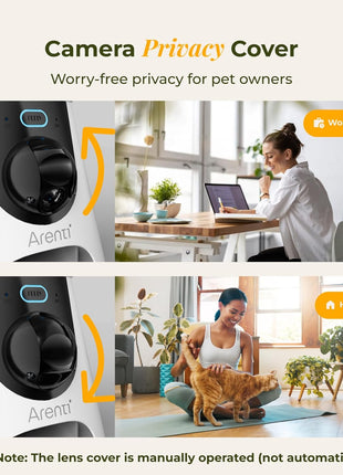 ARENTI Smart Automatic Cat Feeder and Water Fountain, 4L Pet Feeder Cat Food Dispenser with Camera, Dual Power, App Control, Live View & Night Vision, Meal Call, Hygienic Water Flow, Desiccant Bag