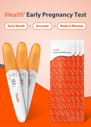 iHealth Early Pregnancy Tests, Early Detection at Home Pregnancy Test, 3 CT | hCG Test with 3-5-min results, Long Grip Handle for Easy Sampling, High Sensitivity, 3 individually sealed strips