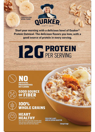 Quaker, Protein Instant Oatmeal, Banana Nut, 12.9 Oz, 6 Count (Pack of 1)