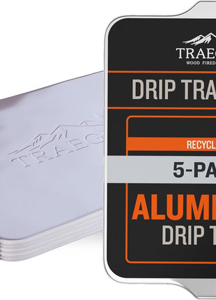 Traeger Grills BAC507 5-Pack Aluminum Drip Tray Liners – Disposable, Heat-Resistant Grill Accessory, Fits Pro 575, Pro 22, Elite 22, 22in x 15.5in