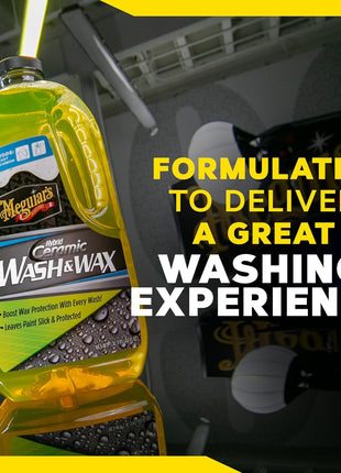 Meguiar's Hybrid Ceramic Wash & Wax - Sophisticated Car Wash Gently Cleans and Adds Shine and Slickness While Boosting Paint with Hybrid Ceramic Wax and Extreme Water Beading - 48oz