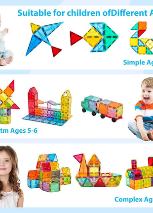Anbalulu 134PCS Magnetic Building Tiles: Durable STEM Toys with Strong Magnets for Kids, Educational Building Blocks for Group Play Activities | Gift for Boys Girls 3+