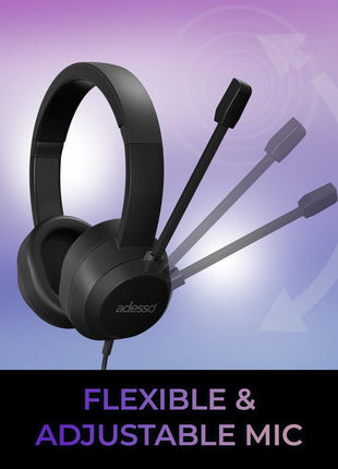 Adesso Xtream P7 Wired Stereo Headset, 40mm Stereo Drivers | Copilot AI Shortcut, Voice Dictation Mute Button, Submit Button, Comfortable Fit, USB C and USB A, Windows and Mac OS