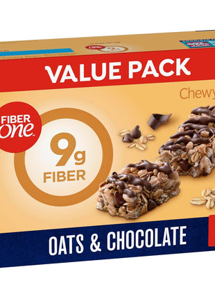 Fiber One Chewy Bars, Oats and Chocolate, Fiber Snacks, Value Pack, 10 Ct, 14.1 oz