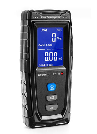 ERICKHILL EMF Meter, Detects Electric and Magnetic Fields, Handheld Digital EMF Detector with LCD Display, Sound-Light Alarm, Rechargeable Battery for Home, Office, and Appliances (Blue)