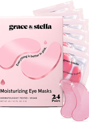 Under Eye Mask - Reduce Dark Circles, Puffy Eyes, Undereye Bags, Wrinkles - Gel Under Eye Patches, Vegan Cruelty-Free Self Care by grace and stella (24 Pair Gold)