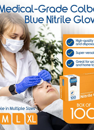 Inspire Cobalt Blue Nitrile Disposable Gloves | 4.5 Nitrile Safety Medical Exam Cooking Cleaning Disposable Gloves