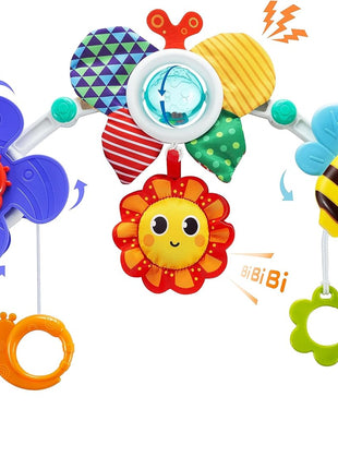 Adjustable Arch Bassinet Toys for Infant & Toddlers, Stroller Arch, Baby Crib Toys with Fascinating Hanging for Stimulating Baby's Senses and Developing Motor Skills