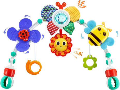 Adjustable Arch Bassinet Toys for Infant & Toddlers, Stroller Arch, Baby Crib Toys with Fascinating Hanging for Stimulating Baby's Senses and Developing Motor Skills