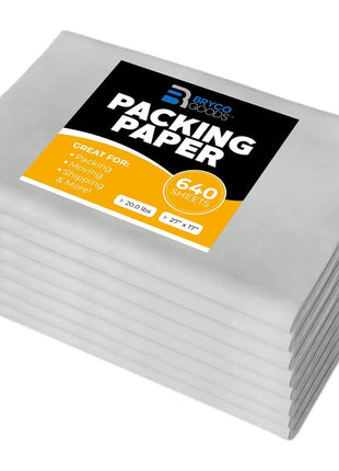 Bryco Goods Packing Paper Sheets for Moving - 20lb - 640 Sheets of Newsprint Paper - Must Have in Your Moving Supplies - 27 inch x 17 inch - Made in USA