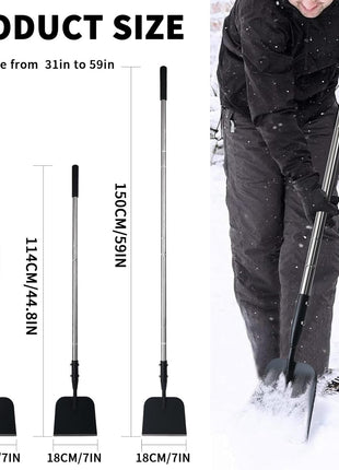 Flat Shovel with Adjustable Handle, 59 in Floor Scraper, Ice Scraper, Garden Cleaning Scraper, Ice Chopper, Snow Shovel, Multifunctional Weed Remover Tool for Walkway Driveway