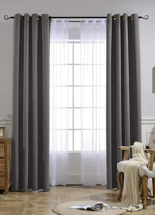 NICETOWN Gray Blackout Curtains for Bedroom 84 inches Long - Thermal Drapes Grommet Room Darkening Light Blocking Curtains Window Treatments for Living Room (2 Panels, W52 x L84, Grey)