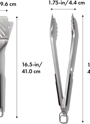 OXO Good Grips Grilling Tools, Tongs and Turner Set, Black