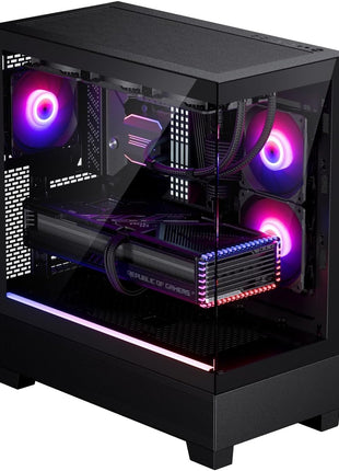 Phanteks XT View, Compact ATX Mid-Tower Gaming Chassis, Tempered Glass Front and Side Window, USB-C 3.2 Gen2, 3X M25-120 DRGB Fans Included(Black)