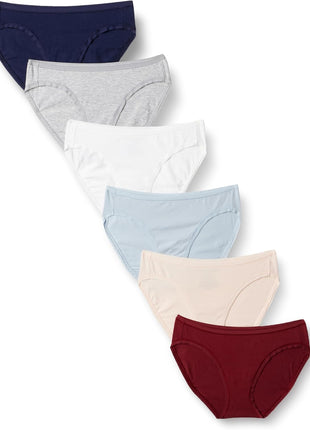 Amazon Essentials Women's Breathable Cotton Bikini Brief Underwear with Full Coverage, Multipacks