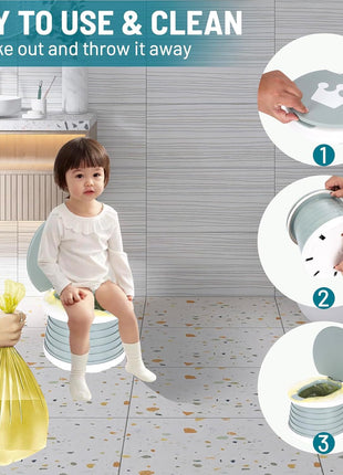 Portable Potty for Toddler,Travel Potty Seat for Toddler,Travel Toilet Kids | Portable Toilet for Kids,Car Potty for Toddler with 45 Liners,for Toddler Travel, Camping, Foldable, Indoor/Outdoor Use