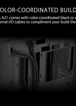 ASUS A21 Black Micro ATX PC Case Supports BTF Hidden Connector Technology, Graphics Cards up to 380mm, 360mm Coolers, & ATX PSUs, Includes Porous Front-Panel mesh, 2 Year Warranty