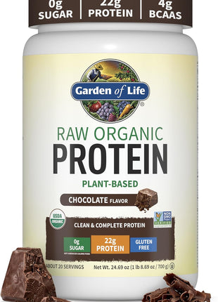 Garden of Life Protein Powder, Vegan Protein Powder, BCAA, Probiotics & Digestive Enzymes, Gluten & Lactose Free, Chocolate, 1.5 LB
