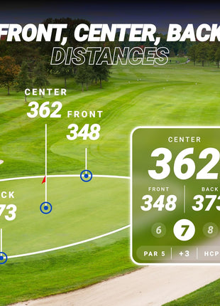 Blue Tees Golf Player+ AI-Powered GPS Speaker - Touchscreen Display, 10+ Hour Battery, 40,000+ Courses, Visual & Audible Distances, Hazard Detection, IPX7 Waterproof (Black)