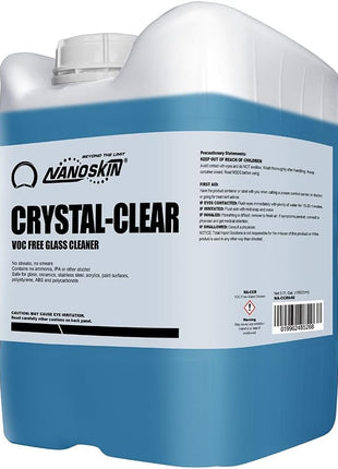 Nanoskin CRYSTAL-CLEAR VOC-Free Glass Cleaner 5 Gallon - Ultra-Concentrated, Eco-Friendly, Streak-Free Finish | Versatile Use for 40:1 Dilution | Perfectly Safe for Auto, Home, Garage & Beyond