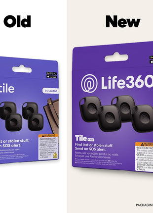 Life360 Tile - Bluetooth Tracker, Keys Finder and Item Locator for Keys, Bags and More. Phone Finder. Both iOS and Android Compatible. 4-Pack (Black)