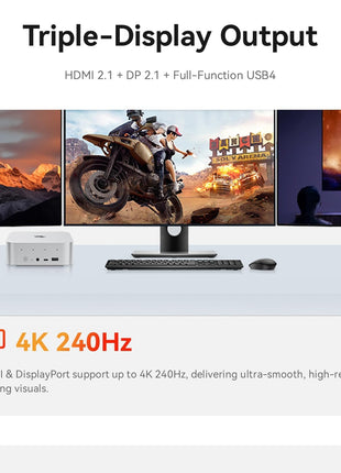 Beelink SER8 Mini PC, AMD Ryzen 7 8745HS, 16GB DDR5 RAM 500GB PCle4.0 SSD | 4K@144Hz, Tirple Display, HDMI+DP, WiFi6, BT5.2, USB4