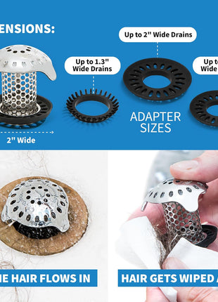 TubShroom Ultra Revolutionary Bath Tub Drain Protector Hair Catcher/Strainer/Snare Stainless Steel, Single Pack