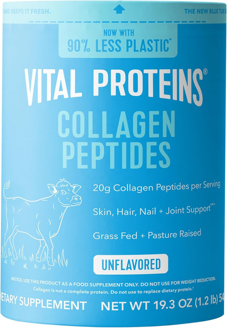 Vital Proteins Collagen Peptides Powder, Unflavored, 19.3oz | Grass-Fed Collagen Peptides, Supports Hair Skin & Nails, Bones & Joints, 28 Servings
