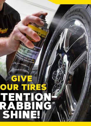 Meguiar's G190315 Ultimate Insane Shine Tire Coating, gives a Finish that Creates a Lasting Wet-Look for a Classic Black Shine, Easy to Use, No Hassle, No Mess, Ultimate Protection, 15 Oz Aerosol Can