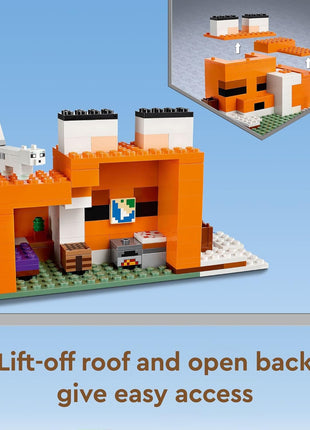 LEGO Minecraft The Fox Lodge House 21178 Animal Toys with Drowned Zombie Figure, Birthday Gift for Grandchildren, Kids, Boys and Girls Ages 8 and Up