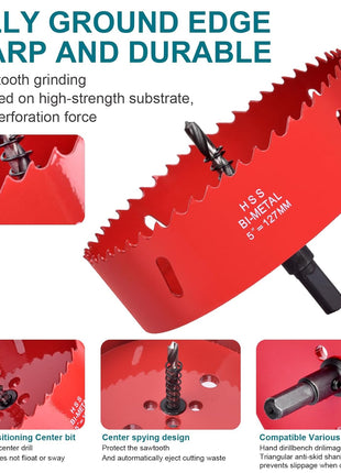 4 Inch / 102mm Hole Saw for Wood, Plastic Board, Ceiling,Drywall, and Metal Sheet - HSS Bi-Metal Hole Cutter with Pilot Drill Bit