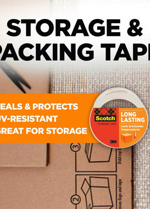 Scotch Long Lasting Storage Packing Tape Rolls, Clear, Storage Tape Withstands Extreme Temperatures, 1.88 in x 54.6 yd, 6 Refill Rolls