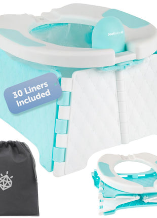 Jool Baby Portable Potty Training Chair with Travel Bag and 30 Liners, Foldable, Indoor/Outdoor Use, Camping (Aqua)