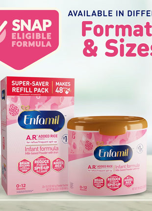 Enfamil A.R. Infant Formula, Clinically Proven to Reduce Reflux & Spit-Up in 1 Week, with Iron, DHA for Brain Development, Probiotics to Support Digestive & Immune Health, Powder Tub, 19.5 Oz