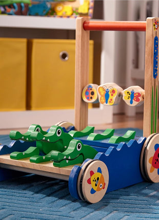 Melissa & Doug Deluxe Chomp and Clack Alligator Wooden Push Toy and Activity Walker