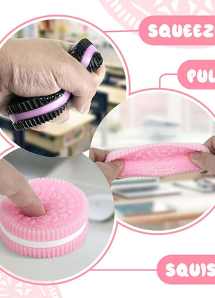 Gytera Sticky Cookie Squishies Fidget Toys Adults, Squeeze Toys Sensory Toys with Autism, Stress Balls for Adults Fidgets Birthday Gifts Party Favors (2 Pack Pink Black)