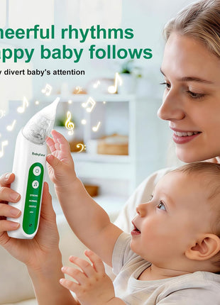 Babyfutur Electric Nasal Aspirator for Baby, Nose Sucker for Newborn Infants Toddlers with Adjustable 3 Suction Levels,3 Silicone Tips, Easy to Breathe & Reusable,Music Soothing Function