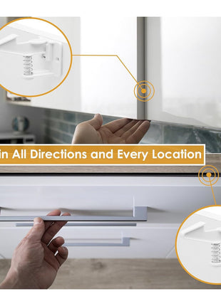 [12-Pack] Invisible Baby Proofing Cabinet Locks - No Drill Child Safety Drawer Latches - Adhesive Childproof Latch for Cabinets, Kitchen & Furniture - Secure Toddler & Infant Safety No Tools Required