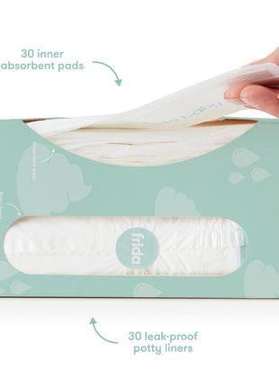 Frida Baby Poo + Pee Potty Liners, Leak-Proof, Super-Absorbent Liners Potty Bags, Fits Most Potty Chairs for Easy Cleanup, 30 Count