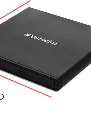 Verbatim Slim External Burner CD/DVD +/-RW Optical Drive USB 2.0 with USB A to USB C Adapter and M-DISC Support - Mac & PC Compatible Nero Burn & Archive Software Included (Windows only)