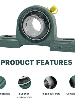 UCP205-16 Pillow Block Bearing 1 inch Shaft Pack of 2 Mounted Bearings p205 Cast Iron with 1 inch Bore, Self Alignment