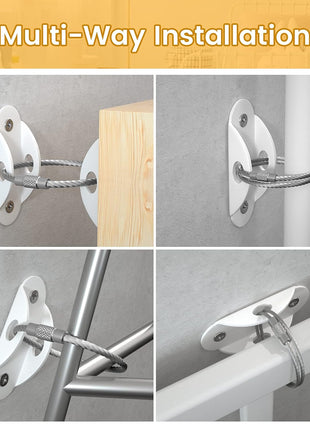 Booda Brand Furniture Anchors (10 Pack) for Baby Proofing, Furniture Straps Anti Tip Furniture Anchor Securing 400 lbs/Keep Baby Pet Safety from Falling Furniture, Metal White Earthquake Straps
