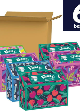 Kleenex Disposable Paper Hand Towels, 6 Boxes, 60 Tissues per Box (360 Total Tissues), Packaging May Vary | 360 Total Tissues