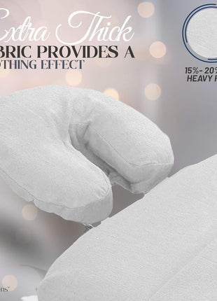 London Linens Pack of 10, Premium Extra Thick 100% Cotton Flannel Massage Tables Face Cradle Covers Cozies Fitted - Includes 10 pcs (White)