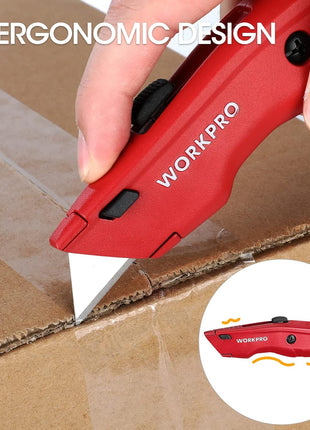 WORKPRO Premium Utility Knife, Retractable All Metal Heavy Duty Box Cutter, Quick Change Blade Razor Knife, with 10 Extra Blades