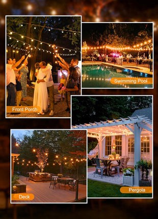 Brightown Outdoor String Lights, 50FT 25 G40 Bulbs Shatterproof Patio Lights, IP65 Waterproof Dimmable Hanging Connectable Globe LED Outdoor Lights for Backyard, Bistro, Porch, Deck, Balcony