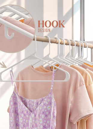 Plastic Hangers 50 Pack White - Clothes Hangers - Makes The Perfect Coat Hanger and General Space Saving Clothes Hangers for Closet - Percheros Ganchos para Colgar Ropa Hangars