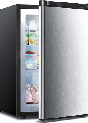 Electactic 3.0 Cu.ft Upright Freezer, Small Mini Freezer with Adjustable Thermostat, Removable Shelves, Reversible Single Door, for Bedroom/Home/Dorms/Apartment, Silver