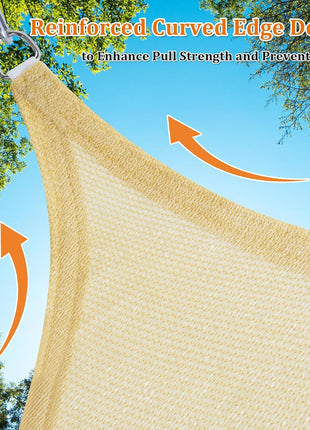 Shade&Beyond Triangle Sun Shade Sail 16'X16'X16' Permeable Canopy Sand for Patio Garden Yard Deck Pergola (We Make Custom Size)