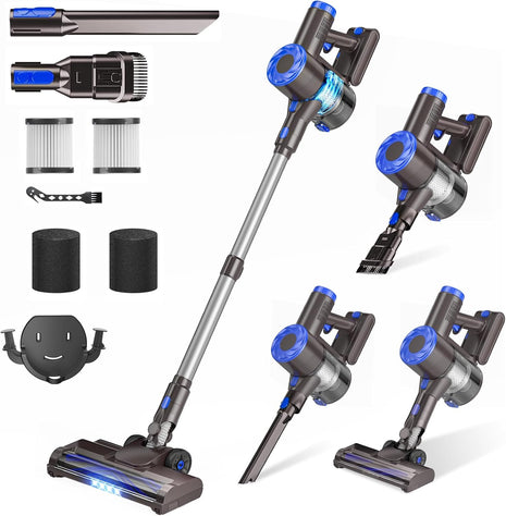 AIRDIYA Cordless Vacuum Cleaner, Super Power Suction Stick Vacuum Cleaners with 2200 mAh Battery,8-in-1 Lightweight Self-Standing, 35 Mins Runtime for Home Low-Pile Carpet Pet Hair